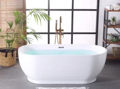 Beliani Kylpyamme Vapaasti Seisova Valkoinen 170 X 78 Cm Levera Cheap