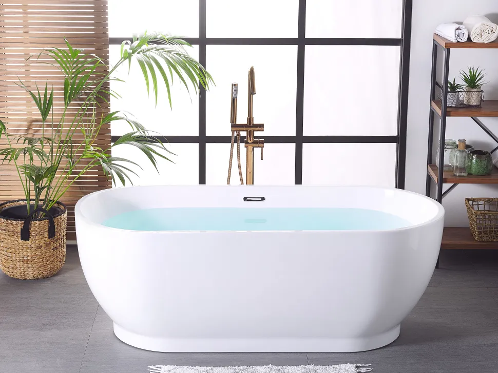 Beliani Kylpyamme Vapaasti Seisova Valkoinen 170 X 78 Cm Levera Cheap