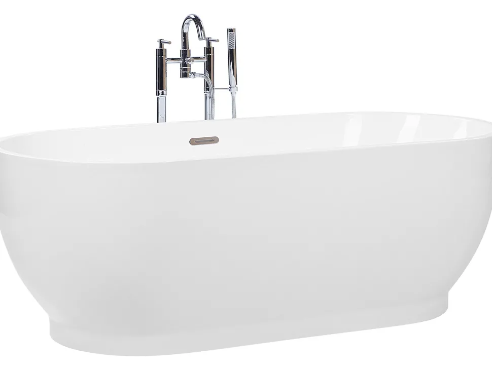 Beliani Kylpyamme Vapaasti Seisova Valkoinen 170 X 78 Cm Levera Cheap