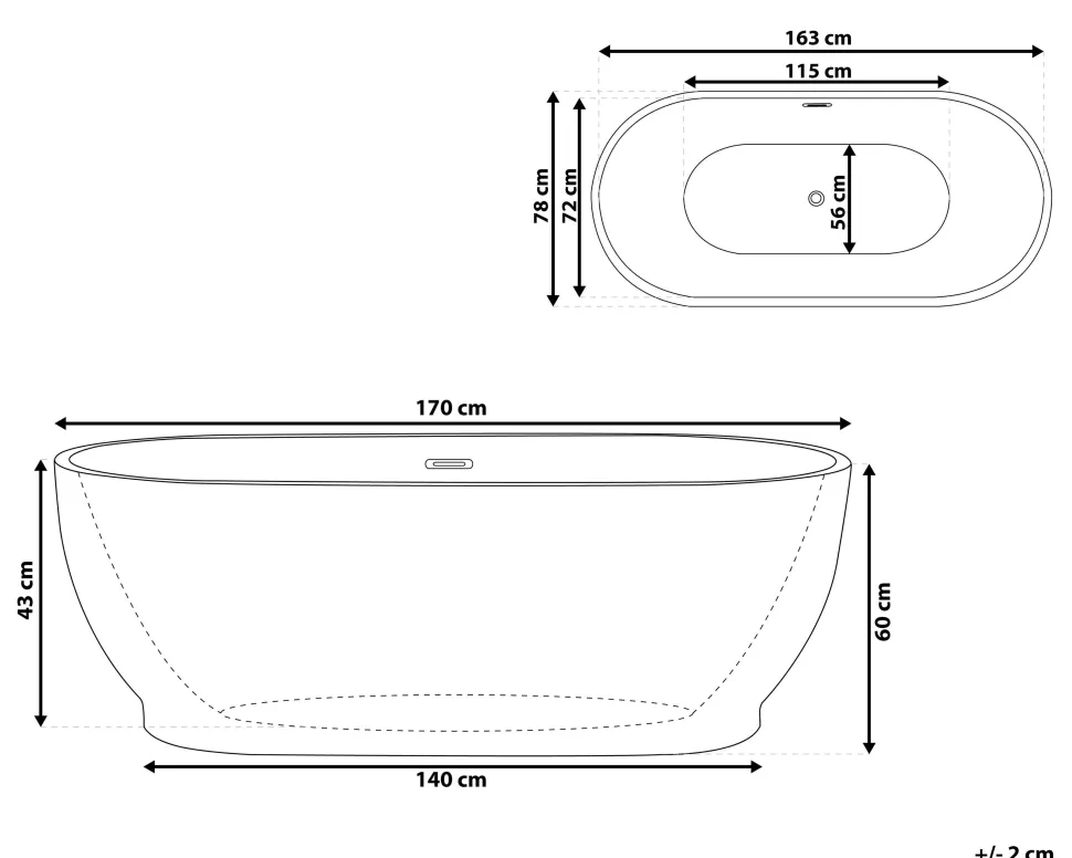 Beliani Kylpyamme Vapaasti Seisova Valkoinen 170 X 78 Cm Levera Cheap
