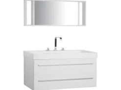 Beliani Kylpyhuoneen Kalusteet 3 Osaa Valkoinen Almeria Flash Sale