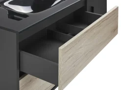 Beliani Kylpyhuoneen Kalusteet 3 Osaa Vaalea Puu/Musta 100 Cm Teruel Clearance