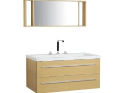 Beliani Kylpyhuoneen Kalusteet 3 Osaa Vaalea Puu Almeria Store