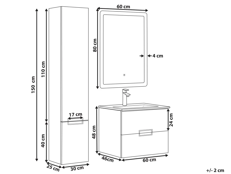 Beliani Kylpyhuoneen Kalusteet 4 Osaa Musta Tudela Clearance
