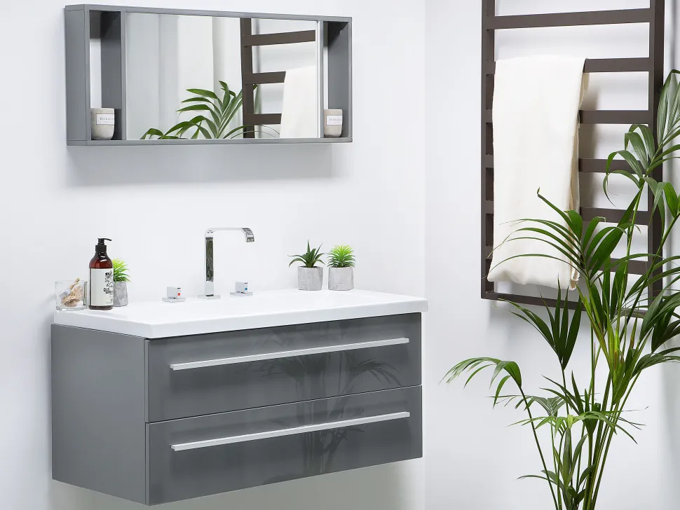 Beliani Kylpyhuoneen Kalusteet 3 Osaa Harmaa Almeria Sale