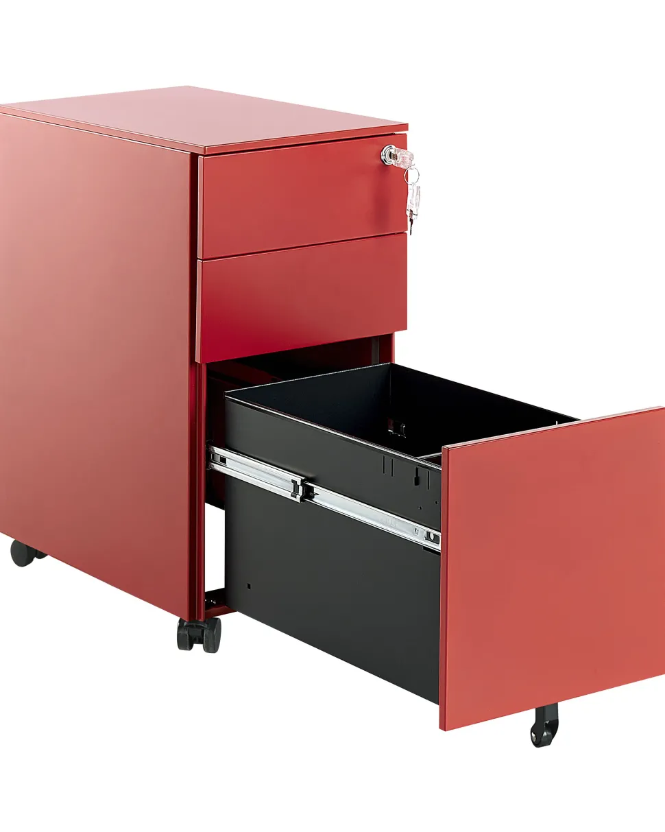 Beliani Laatikosto Metalli 3 Laatikkoa Punainen Bolsena Sale