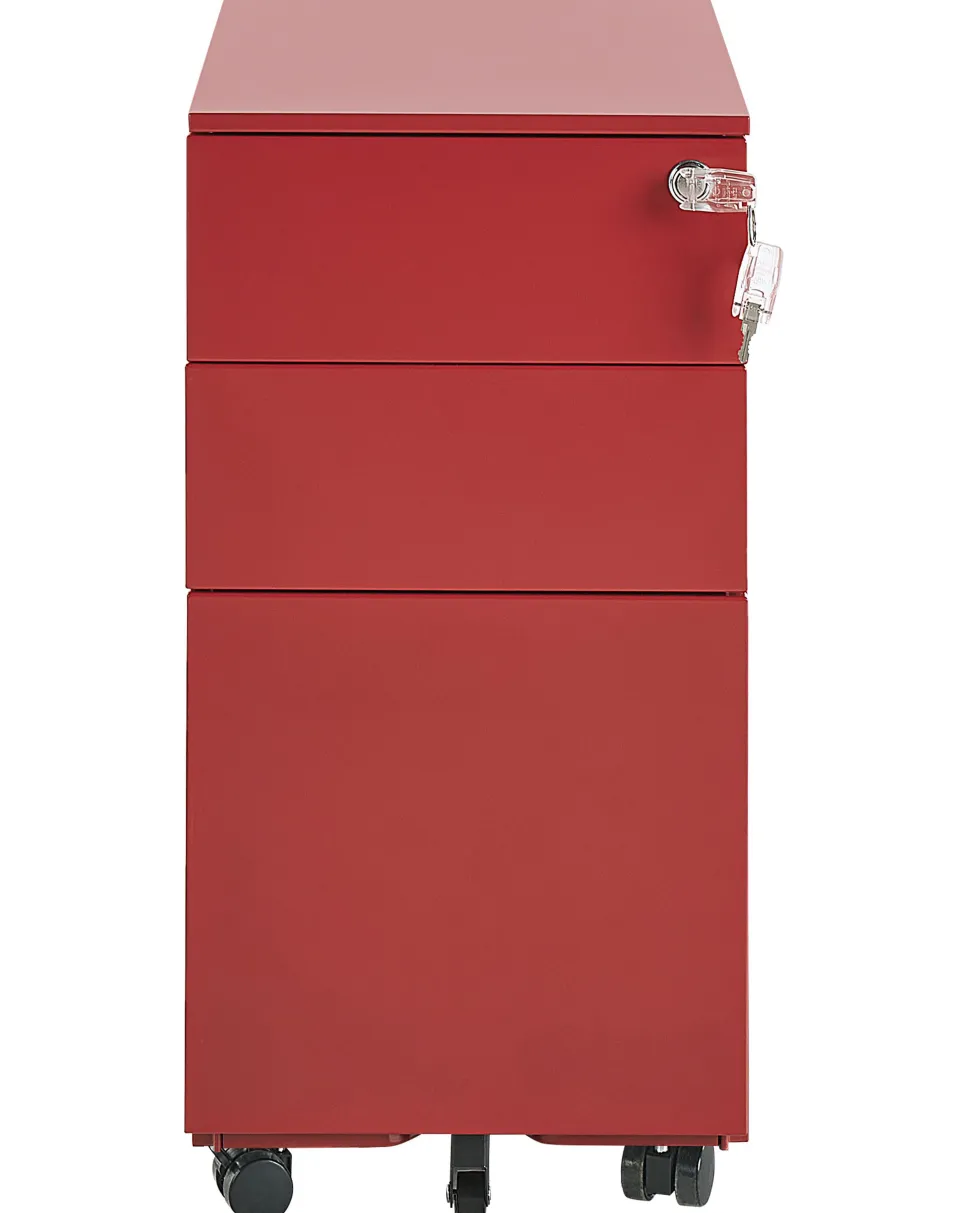 Beliani Laatikosto Metalli 3 Laatikkoa Punainen Bolsena Sale