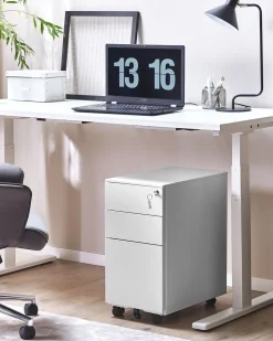 Beliani Laatikosto Metalli 3 Laatikkoa Valkoinen Bolsena New