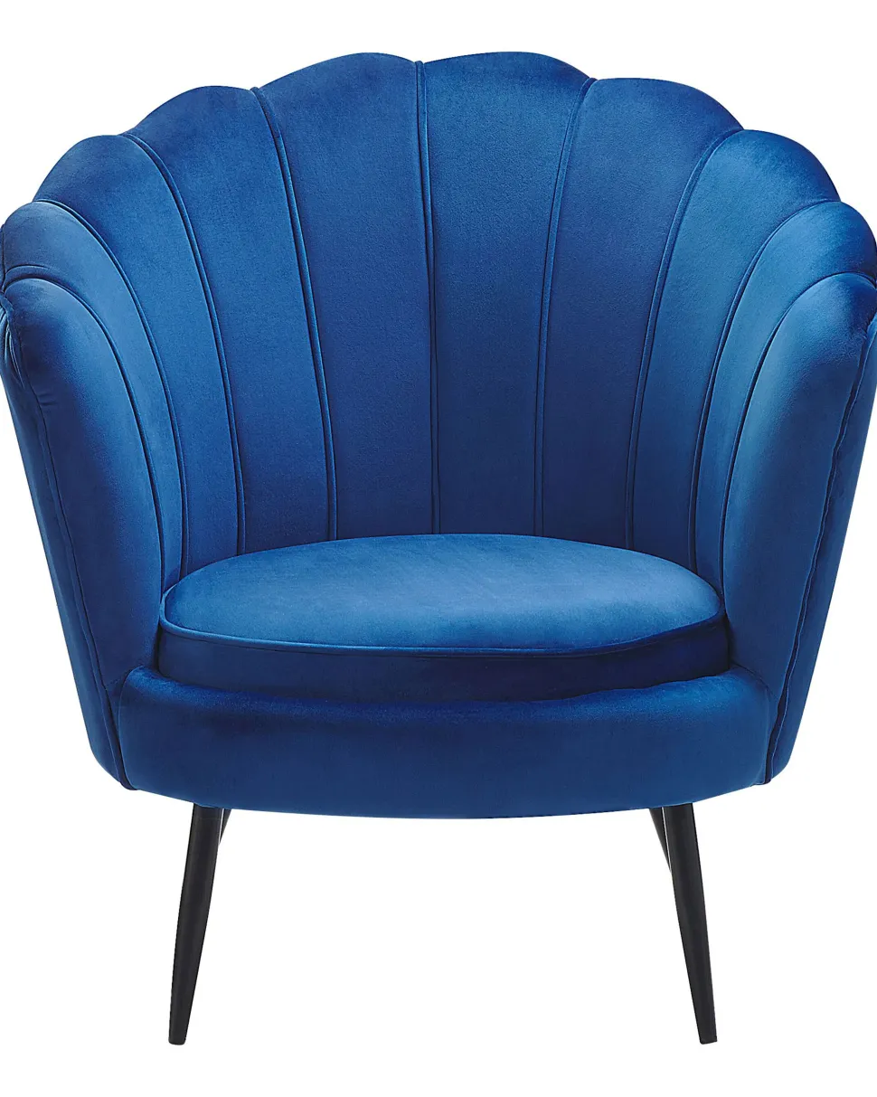 Beliani Laivastonsininen Samettinen Nojatuoli Lovikka Clearance