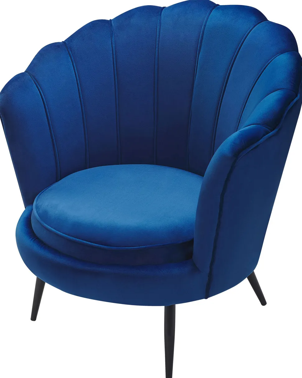 Beliani Laivastonsininen Samettinen Nojatuoli Lovikka Clearance