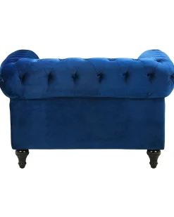 Beliani Laivastonsininen Samettiverhoiltu Nojatuoli Chesterfield Hot