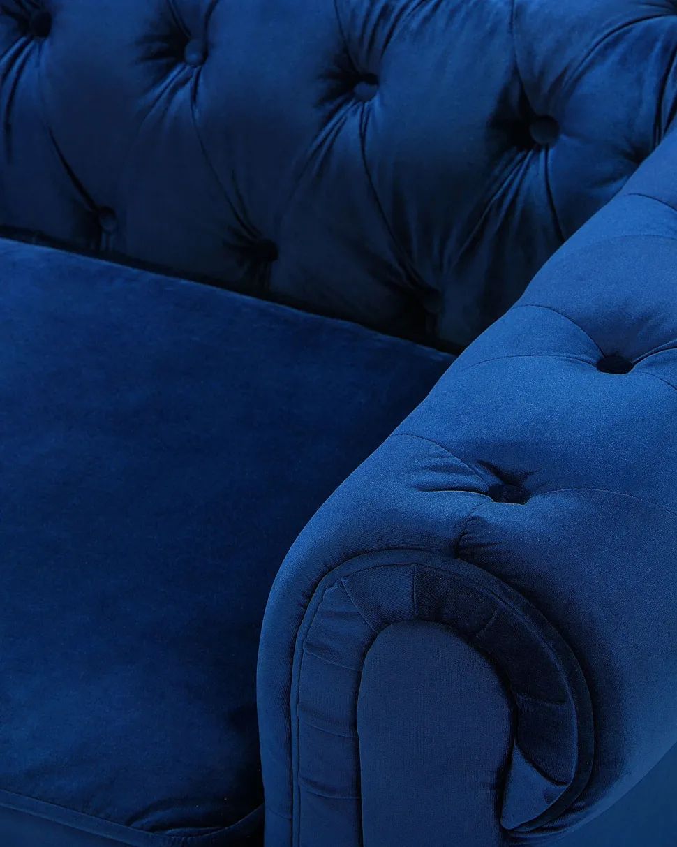 Beliani Laivastonsininen Samettiverhoiltu Nojatuoli Chesterfield Hot