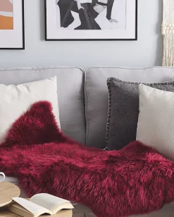 Beliani Lampaantalja Viininpunainen Uluru Sale