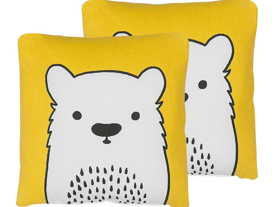 Beliani Lasten Tyyny 2Kpl 45 X 45 Cm Keltainen Waranasi New