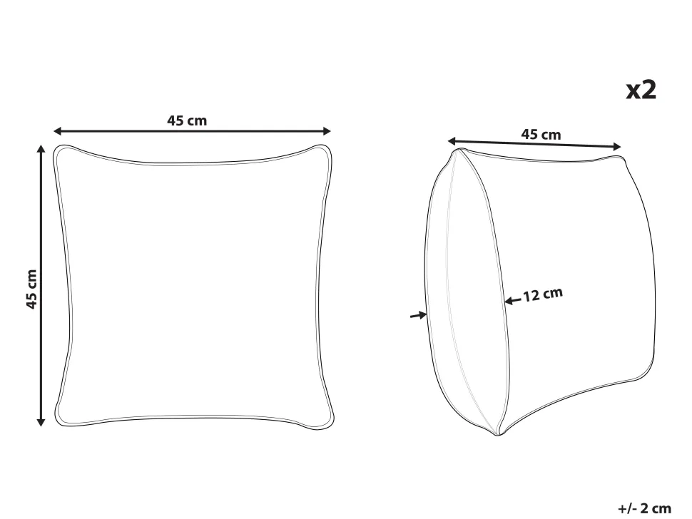 Beliani Lasten Tyyny 2Kpl 45 X 45 Cm Keltainen Waranasi New