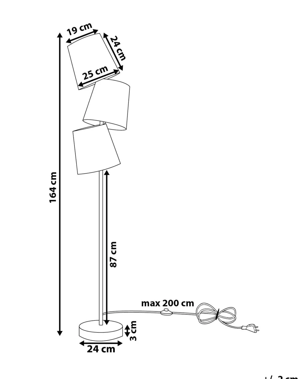 Beliani Lattiavalaisin 3 Polttimoa Metalli Monivarinen Rio Grande Fashion