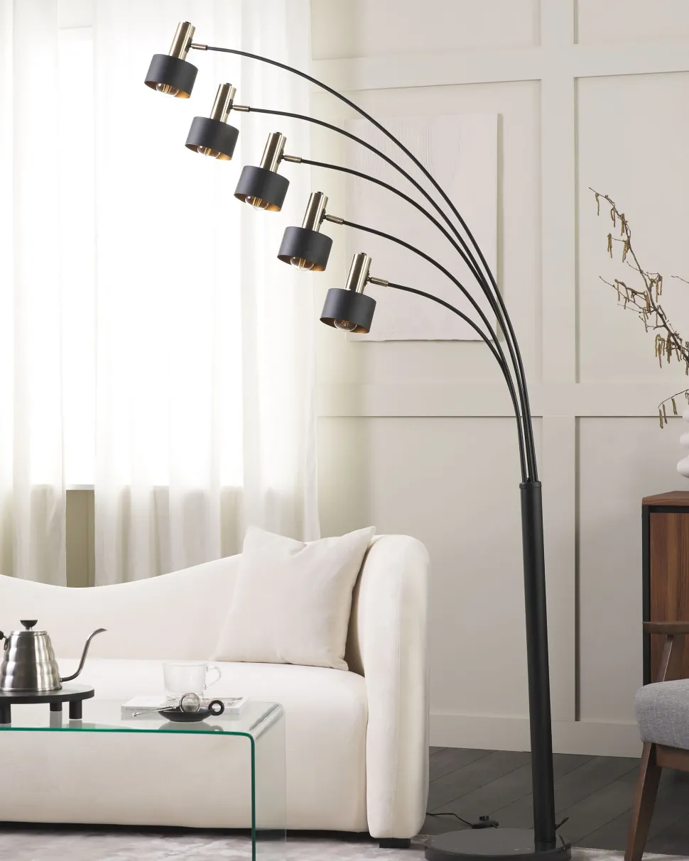 Beliani Lattiavalaisin 5 Polttimoa Rauta Musta Anbesa Best Sale