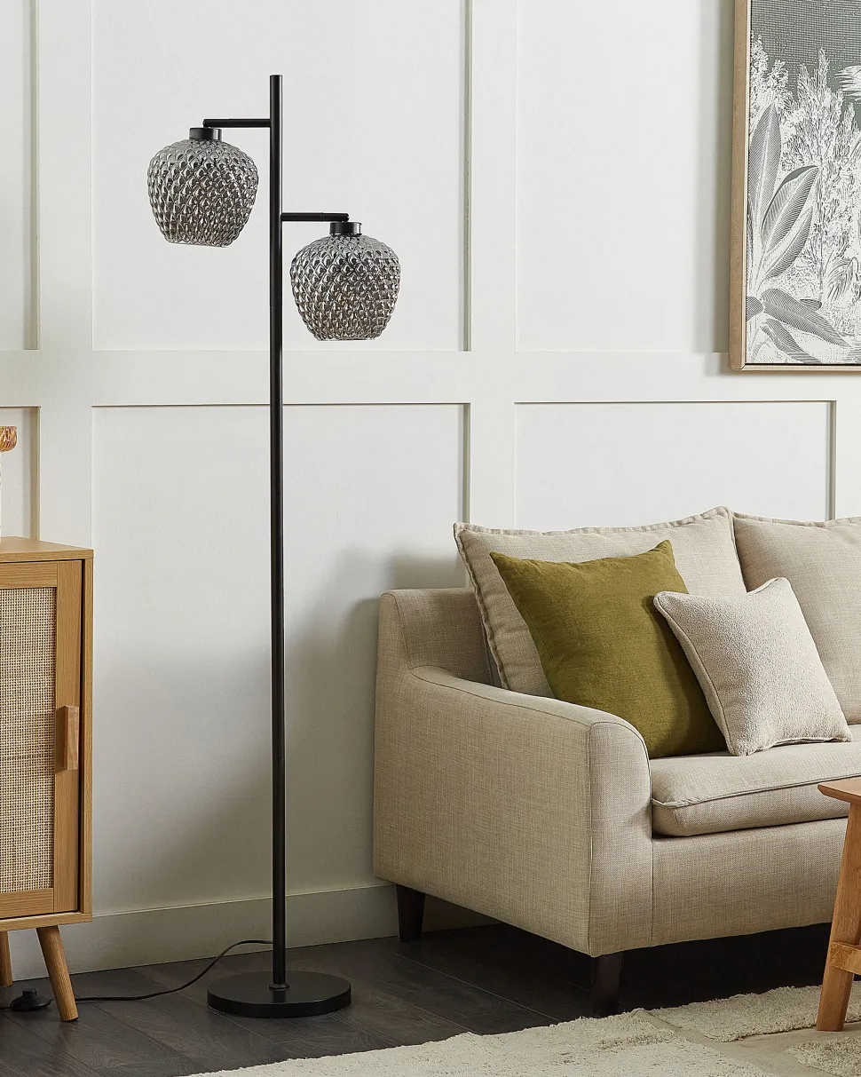 Beliani Lattiavalaisin 2 Polttimoa Lasi Harmaa Sherry Clearance