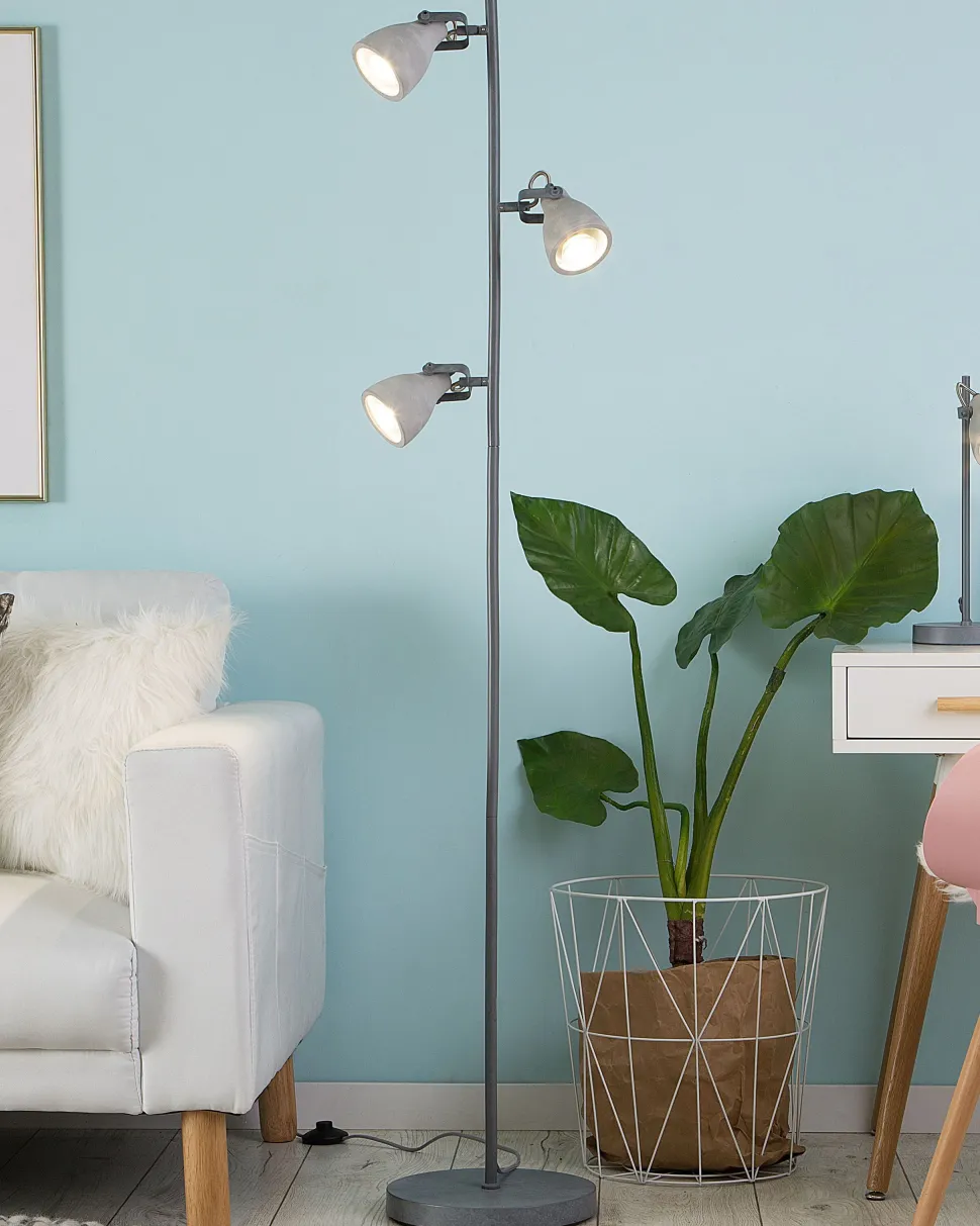 Beliani Lattiavalaisin 3 Polttimoa Betoni Vaaleanharmaa Mistago Sale