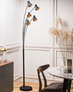 Beliani Lattiavalaisin 5 Polttimoa Metalli Musta Baraga Flash Sale