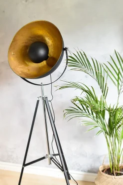 Beliani Lattiavalaisin Metalli Musta/Kulta Thames Ii Store