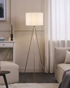 Beliani Lattiavalaisin Metalli Valkoinen/Kulta Vistula Discount