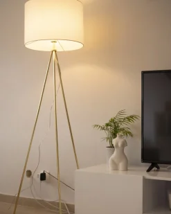 Beliani Lattiavalaisin Metalli Valkoinen/Kulta Vistula Discount