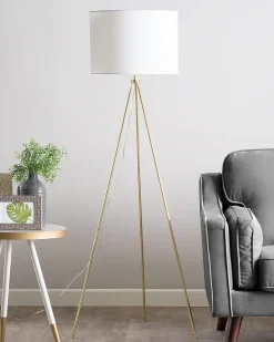 Beliani Lattiavalaisin Metalli Valkoinen/Kulta Vistula Discount