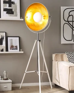 Beliani Lattiavalaisin Metalli Valkoinen/Kulta Thames Ii Cheap