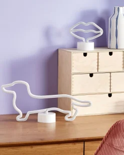 Beliani Led-Neonvalaisin Huulet Vaaleanpunainen Flora Shop