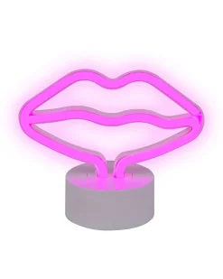 Beliani Led-Neonvalaisin Huulet Vaaleanpunainen Flora Shop