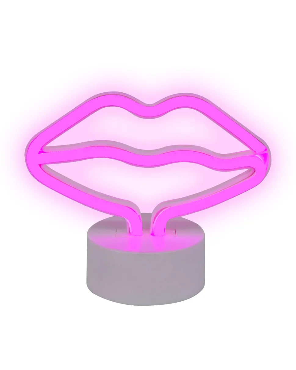 Beliani Led-Neonvalaisin Huulet Vaaleanpunainen Flora Shop
