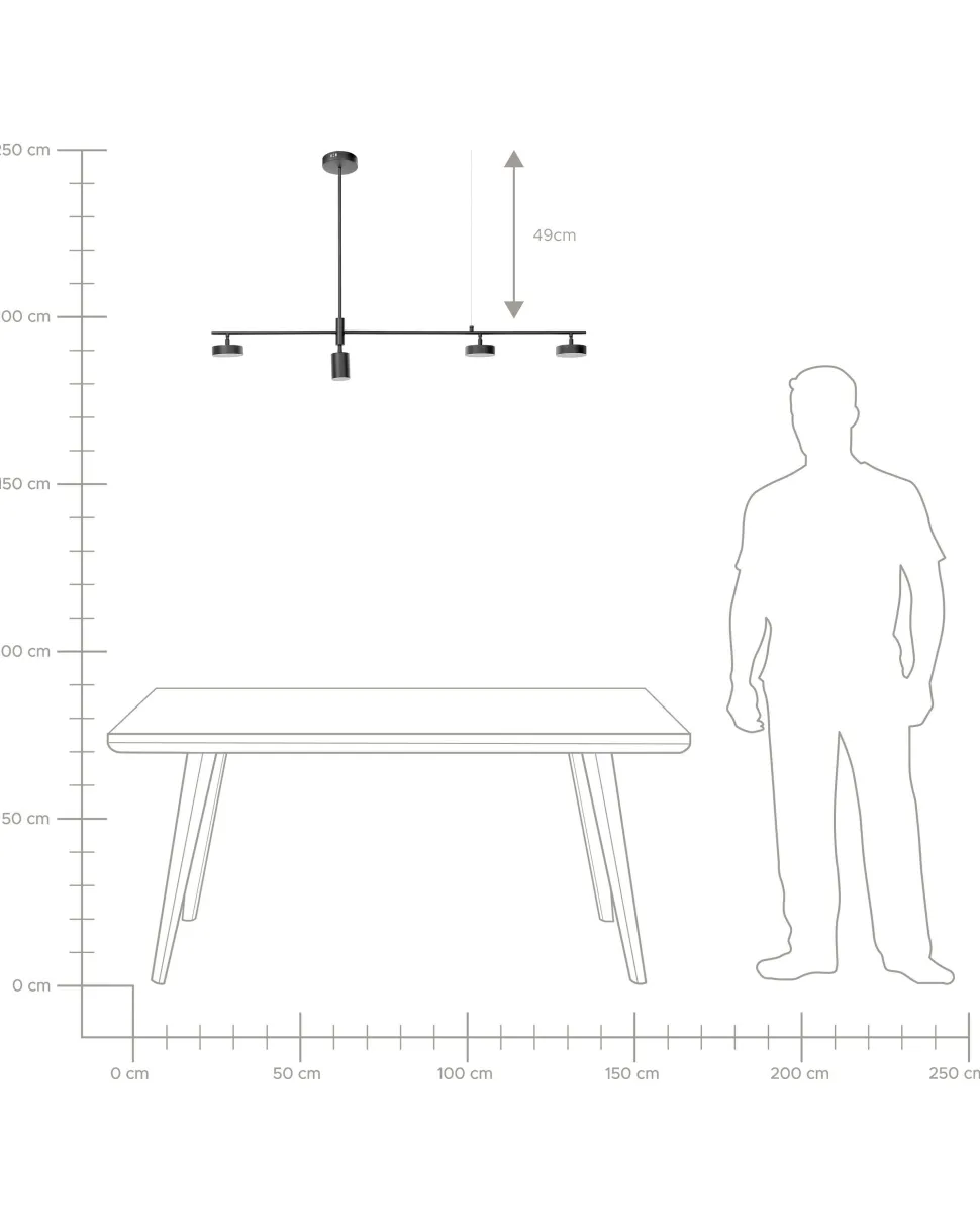 Beliani Led-Riippuvalaisin 4 Polttimoa Alumiini Musta Foyle Best