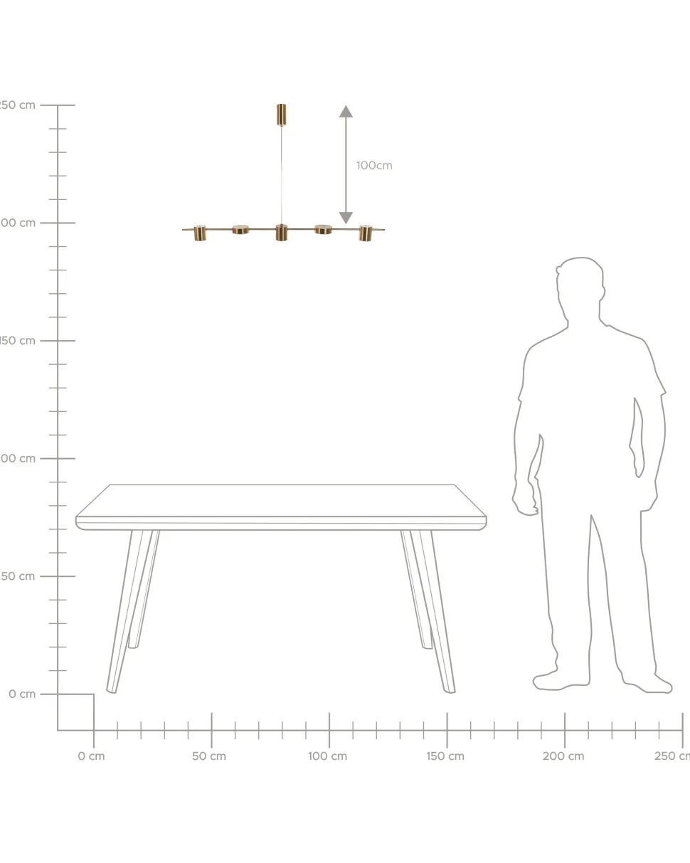 Beliani Led-Riippuvalaisin 5 Polttimoa Alumiini Messinki Sestra Outlet