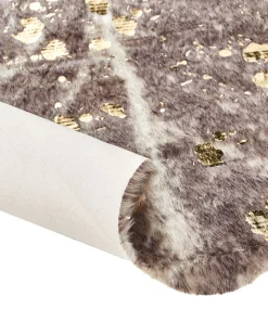 Beliani Lehman Tekotalja Taplat Ruskeanharmaa/Kulta 150 X 200 Cm Bogong Shop