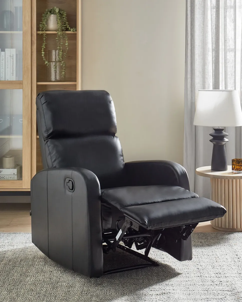 Beliani Lepotuoli Keinonahkainen Led-Valoilla Ja Usb-Portilla Musta Virrat Flash Sale