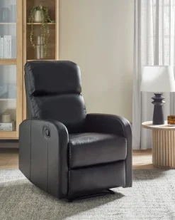 Beliani Lepotuoli Keinonahkainen Led-Valoilla Ja Usb-Portilla Musta Virrat Flash Sale