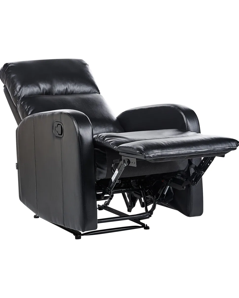 Beliani Lepotuoli Keinonahkainen Led-Valoilla Ja Usb-Portilla Musta Virrat Flash Sale