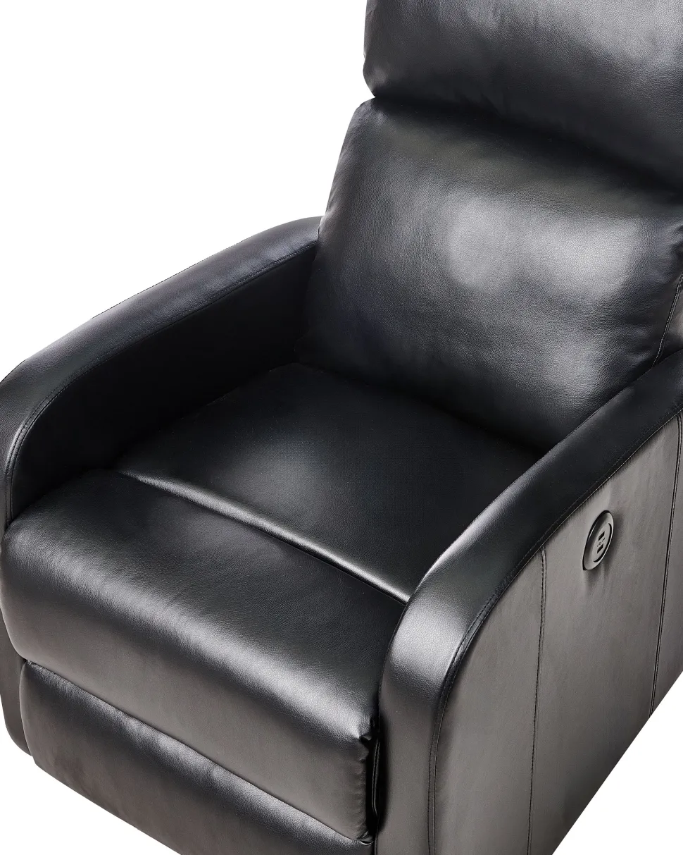 Beliani Lepotuoli Keinonahkainen Led-Valoilla Ja Usb-Portilla Musta Virrat Flash Sale