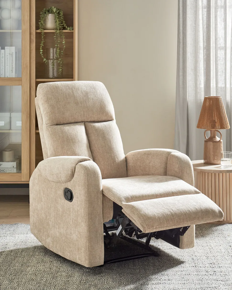 Beliani Lepotuoli Led-Valoilla Ja Usb-Portilla Beige Somero Outlet