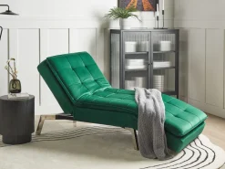 Beliani Lepotuoli Sametti Smaragdinvihrea Loiret New