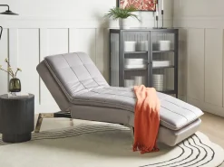 Beliani Lepotuoli Sametti Vaaleanharmaa Loiret Best Sale