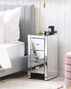 Beliani Lipasto Peililasi 3 Laatikkoa Hopea Lorris Best Sale