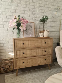 Beliani Lipasto Rottinki 3 Laatikkoa Vaalea Puu Ponca Cheap