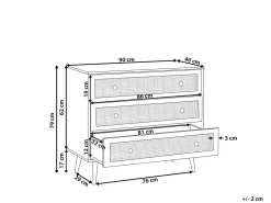 Beliani Lipasto Rottinki 3 Laatikkoa Vaalea Puu Ponca Cheap