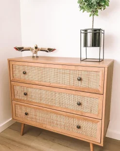 Beliani Lipasto Rottinki 3 Laatikkoa Vaalea Puu Ponca Cheap