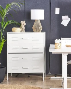 Beliani Lipasto Teras 4 Laatikkoa Valkoinen Enago Best Sale