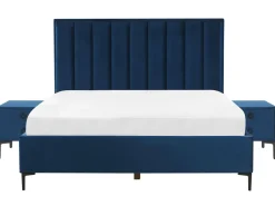 Beliani Makuuhuonesetti Sametti 3 Osaa Laivastonsininen 180 X 200 Cm Sezanne Cheap