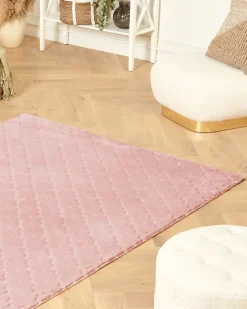 Beliani Matto Janiksen Tekoturkis Vaaleanpunainen 160 X 230 Cm Gharo Store