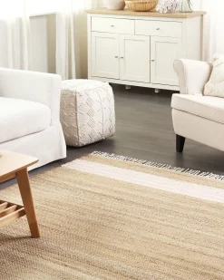 Beliani Matto Juutti Beige/Pastellipinkki 160 X 230 Cm Mirza New